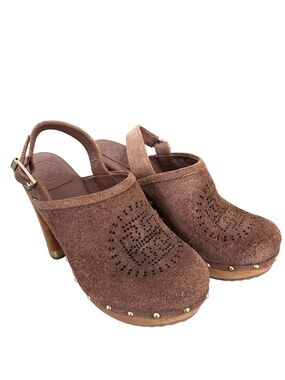 Tory Burch Braden Clogs slingback brown suede 7.5